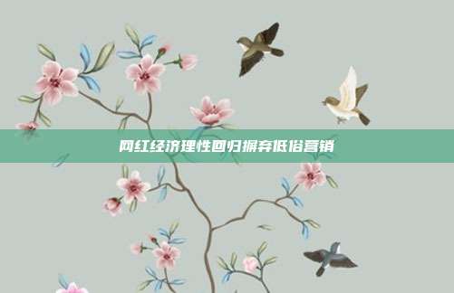 网红经济理性回归摒弃低俗营销