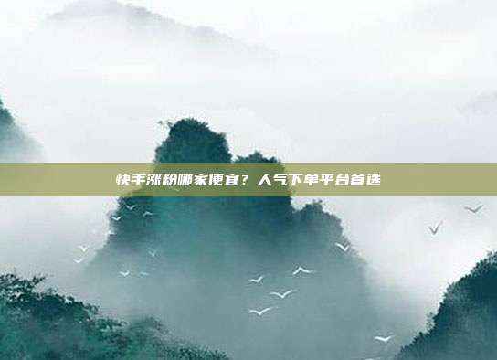 快手涨粉哪家便宜？人气下单平台首选