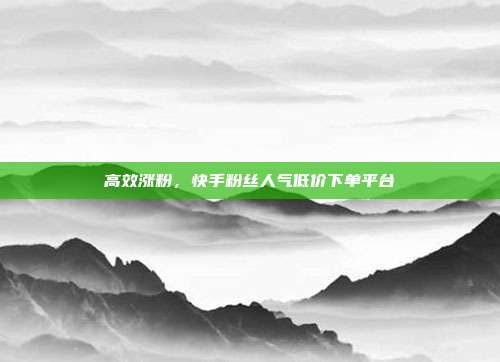 高效涨粉，快手粉丝人气低价下单平台