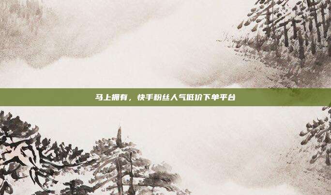 马上拥有，快手粉丝人气低价下单平台