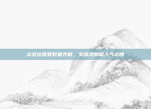 众多运营爱好者齐聚，交流涨粉聚人气心得