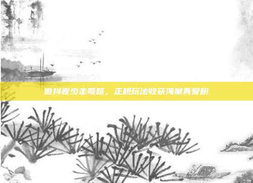 做抖音少走弯路，正规玩法收获海量真爱粉
