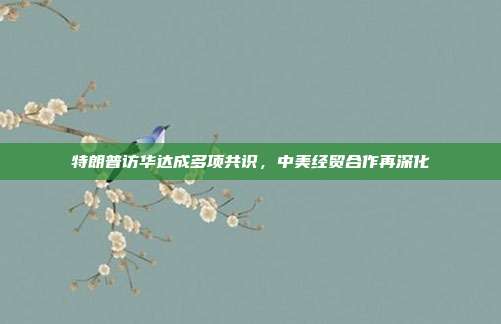 特朗普访华达成多项共识，中美经贸合作再深化