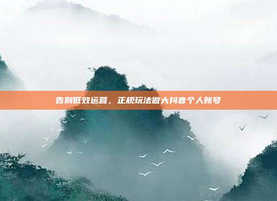 告别低效运营，正规玩法做大抖音个人账号