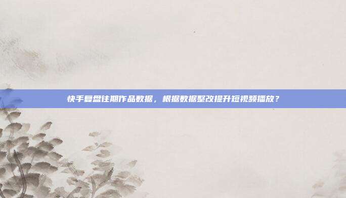快手复盘往期作品数据，根据数据整改提升短视频播放？