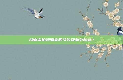 抖音实拍视频靠细节收获有效粉丝？
