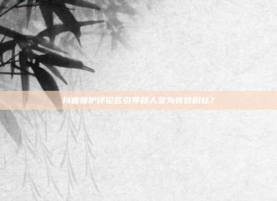 抖音维护评论区引导路人变为有效粉丝？