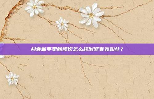 抖音新手更新频次怎么规划涨有效粉丝？