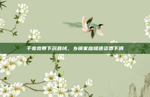 千兆宽带下沉县域，乡镇家庭提速资费下调
