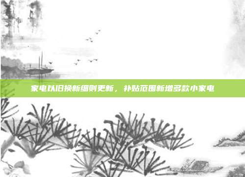 家电以旧换新细则更新，补贴范围新增多款小家电